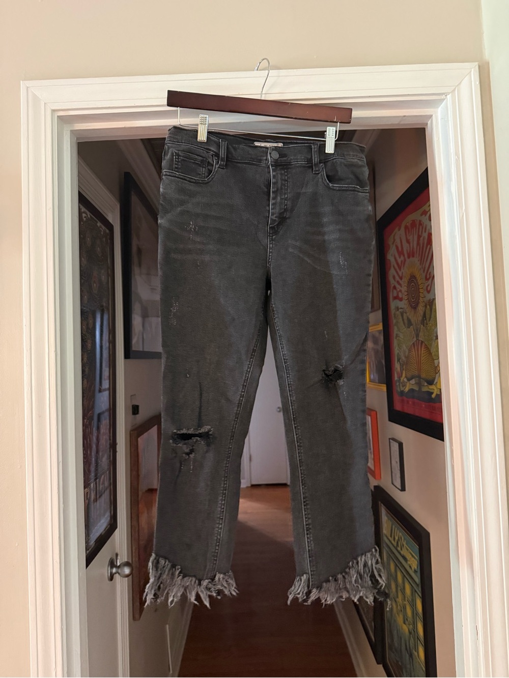 Free People Women's Distressed Raw-Hem Jeans - Washed Black